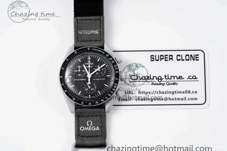 0128 Speedmaster Misson To The Moon 1:1 Best Edition Black Dial On Nylon Strap Quartz UrbanChic 7856